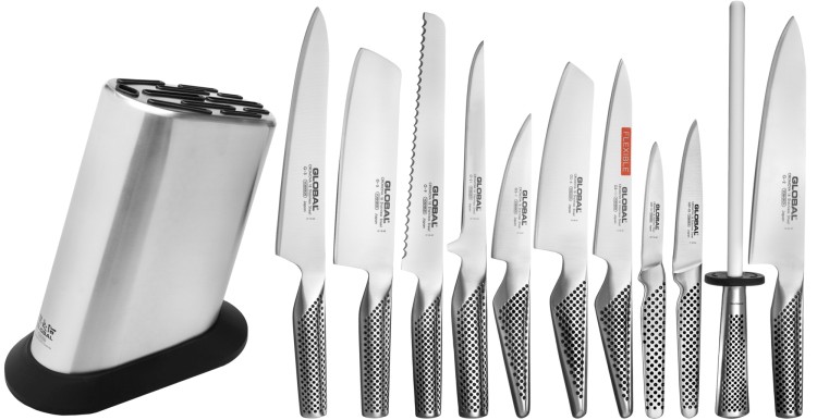Global Zestaw Noży w Gładkim Bloku 11 Części