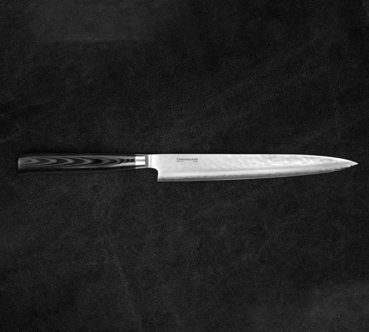 Tamahagane Tsubame Black VG-5 Japoński Nóż Kuchenny Sashimi Do Sushi Filetowania 61HRC 24cm