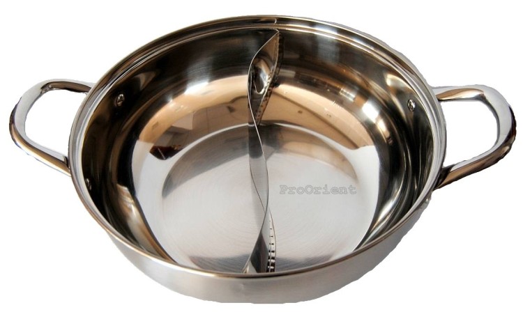 Chiński Garnek Fondue Dzielony Hot Pot Średnica 28cm Stal Nierdzewna GOLDEN TURTLE