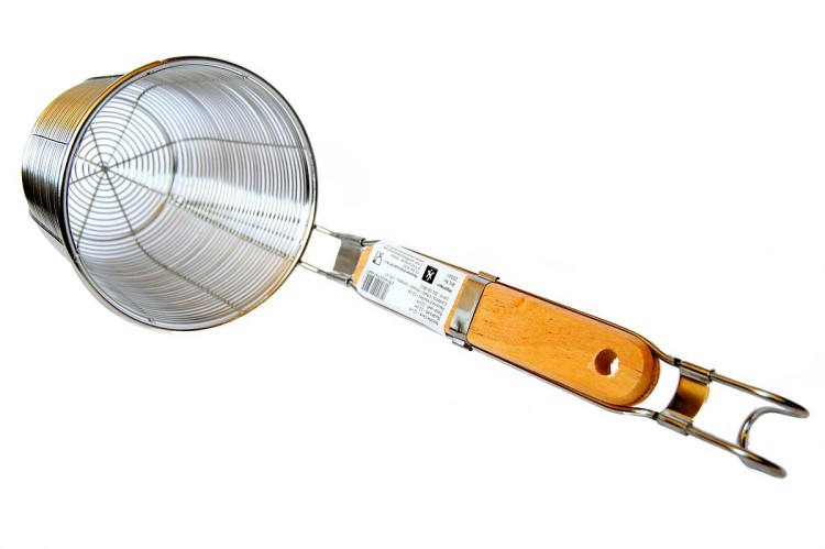 Czerpak Cedzak Sito Do Odcedzania Makaronu Woka Szeroki 12cm Głęboki 11cm HS