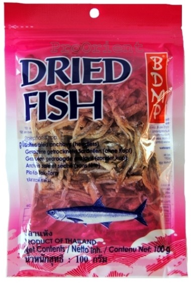 Tajskie Suszone Rybki Małe Sardele Sardela ANCHOIS 100g BDMP
