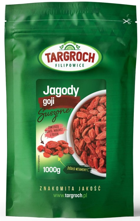 Zdrowe Jagody Goji Suszone Owoce Pełne Witamin i Minerałów 1000g TARGROCH