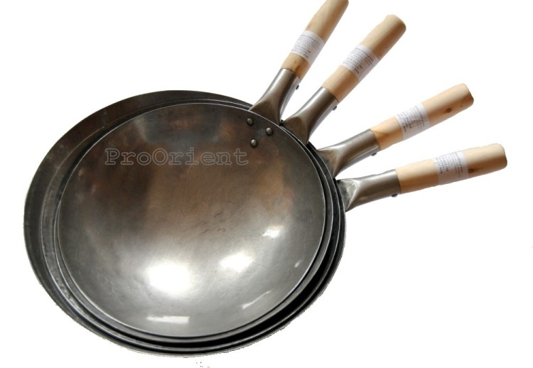 Patelnia Chiński Wok RĘCZNIE KUTY Stal Węglowa Średnica 16 Cali 40,5cm PROORIENT