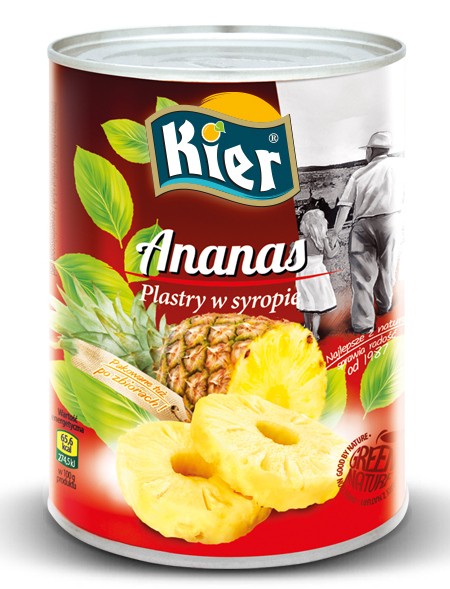 Ananas Kawałki w Lekkim Syropie Do Gotowania i Deserów w Puszce 565g KIER
