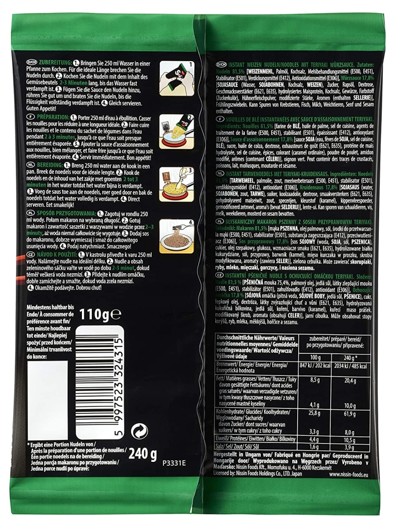 Zupka Makaron Błyskawiczny Teriyaki Soba 110g NISSIN