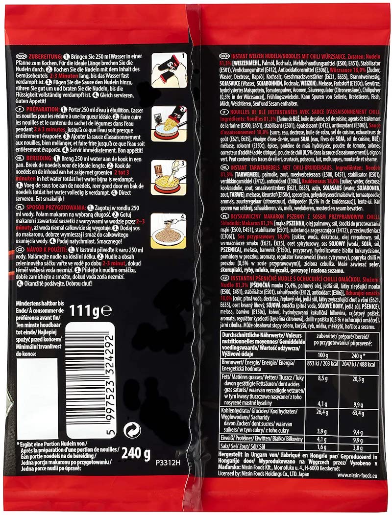 Zupka Makaron Błyskawiczny Chili Soba 111g NISSIN